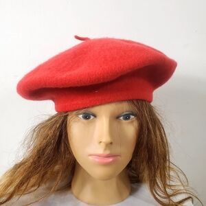 Y2K Vintage Red Classic Round Shape Felted Wool Beret Hat